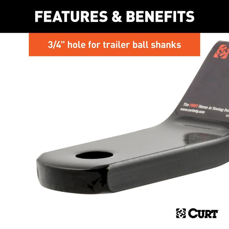 CURT Class 2 3,500 lbs. 1 in. Drop Trailer Hitch Ball Mount Draw Bar (1-1/4 in. Shank, 7-13/16 in. Long) - 45503
