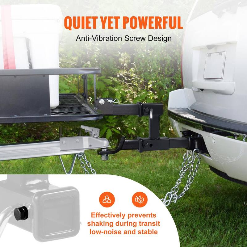 VEVOR Dual Hitch Extension, for 2 in. Trailer Hitch Receiver, Hitch Adapter Extender to 10 in.Max Adjustable Length - TCYZSJGSK221Y49P0V0-730