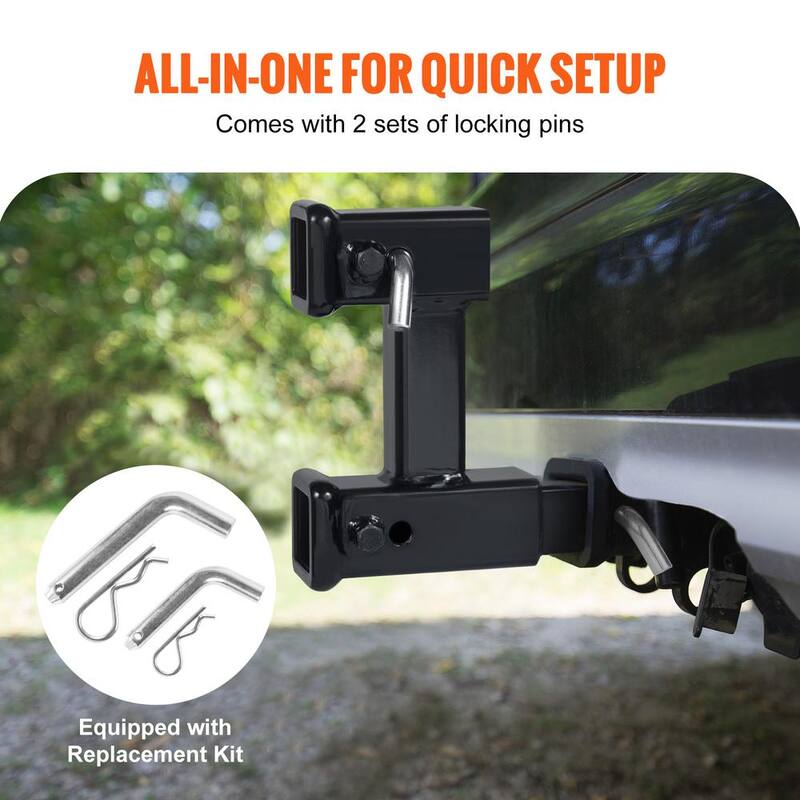 VEVOR Dual Hitch Extension, for 2 in. Trailer Hitch Receiver, Hitch Adapter Extender to 10 in.Max Adjustable Length - TCYZSJGSK221Y49P0V0-730