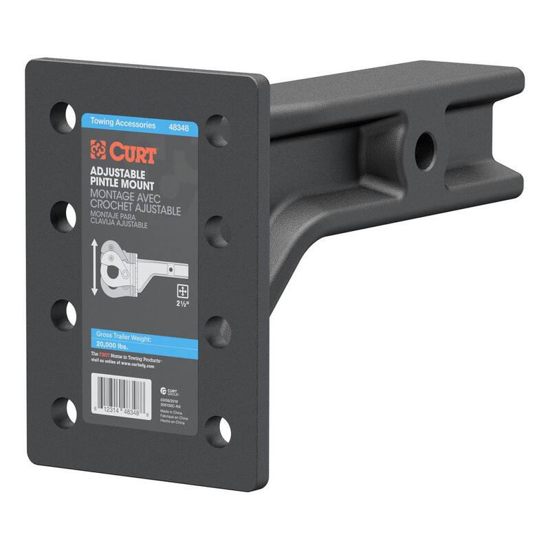 CURT Adjustable Pintle Mount (2-1/2 in. Shank, 20,000 lbs., 7-1/4 in. High, 10-3/4 in. Long) - 48348
