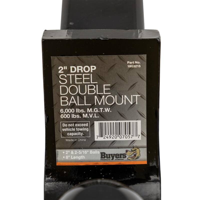 Buyers Products Company 2 in. and 2-5/16 in. Towing Ball Mount with Dual Black Balls - 1803215