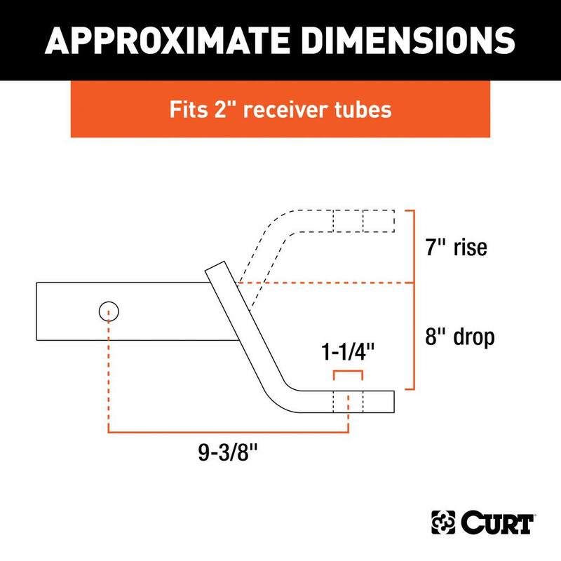 CURT Class 4 12,000 lbs. 8 in. Drop Trailer Hitch Ball Mount Draw Bar (2 in. Shank, 9-3/8 in. Long) - 45448