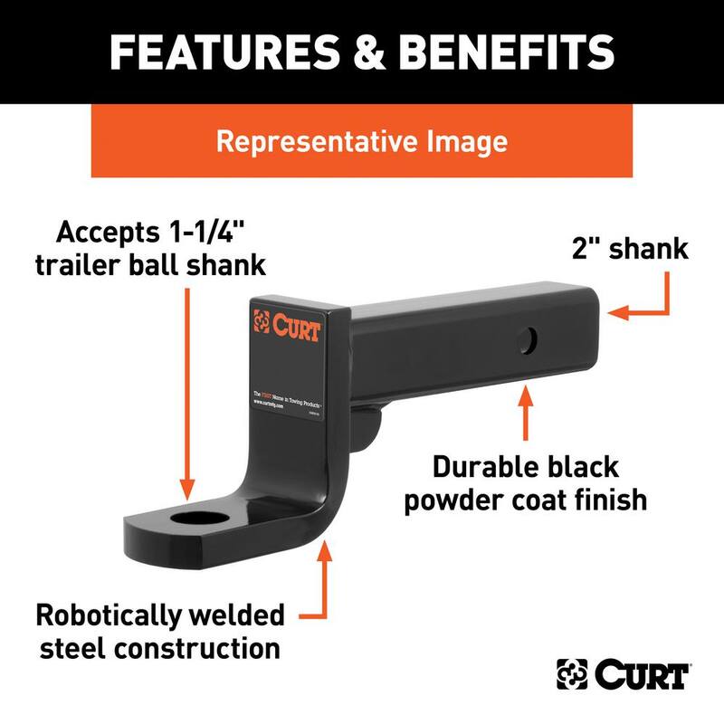 CURT Class 4 12,000 lbs. 8 in. Drop Trailer Hitch Ball Mount Draw Bar (2 in. Shank, 9-3/8 in. Long) - 45448