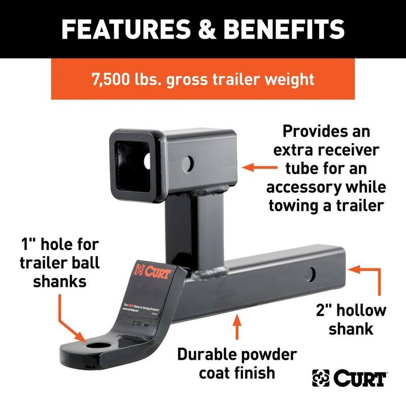 CURT 7,500 lbs. 5-13/16 in. Rise Multi-Use Trailer Hitch Ball Mount with 1 in. Ball Hole (2 in. Shank) - 45810