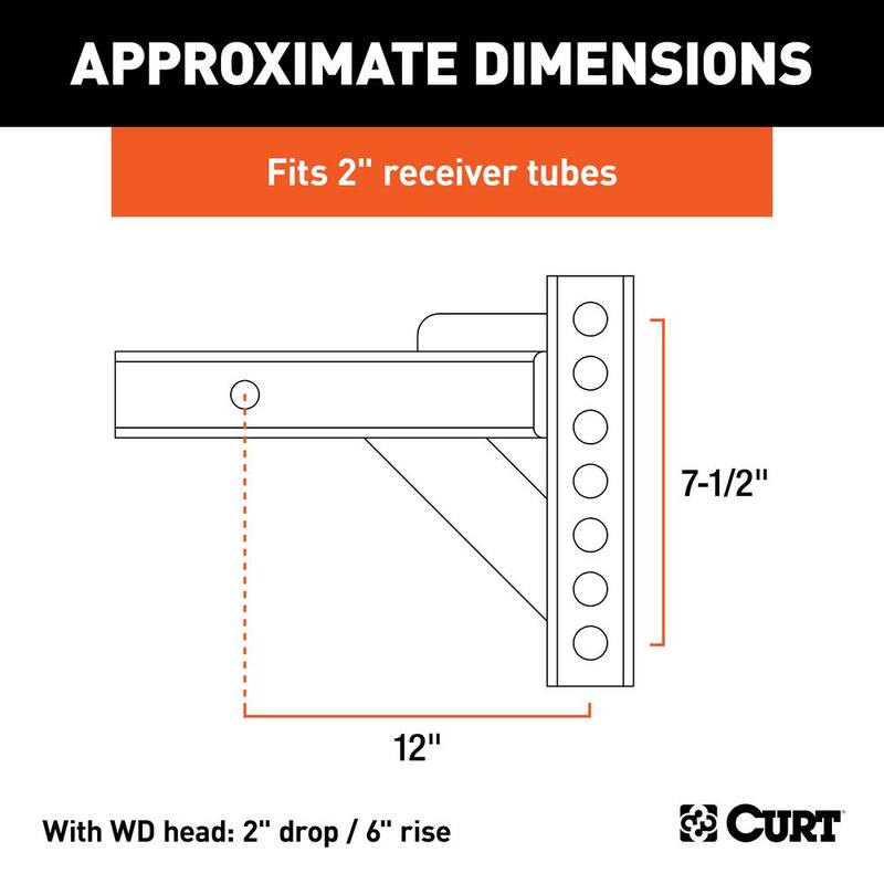 CURT Weight Distribution Shank (2" Shank, 2" Drop, 6" Rise) - 17102