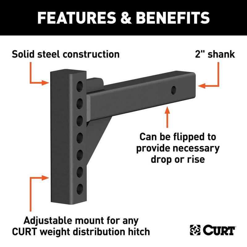 CURT Weight Distribution Shank (2" Shank, 2" Drop, 6" Rise) - 17102
