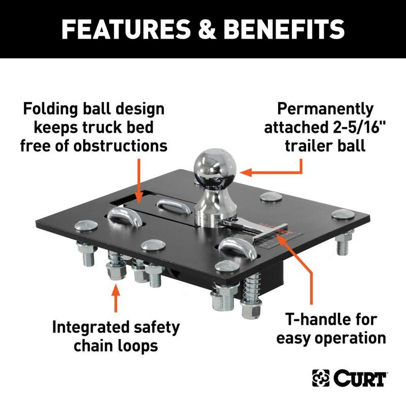 CURT Over-Bed Folding Ball Gooseneck Hitch - 61052