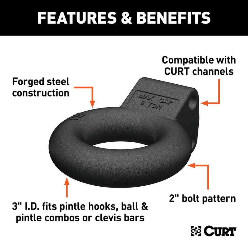 CURT Channel-Style Lunette Eye (12,000 lbs., 3" I.D., Black) - 48601