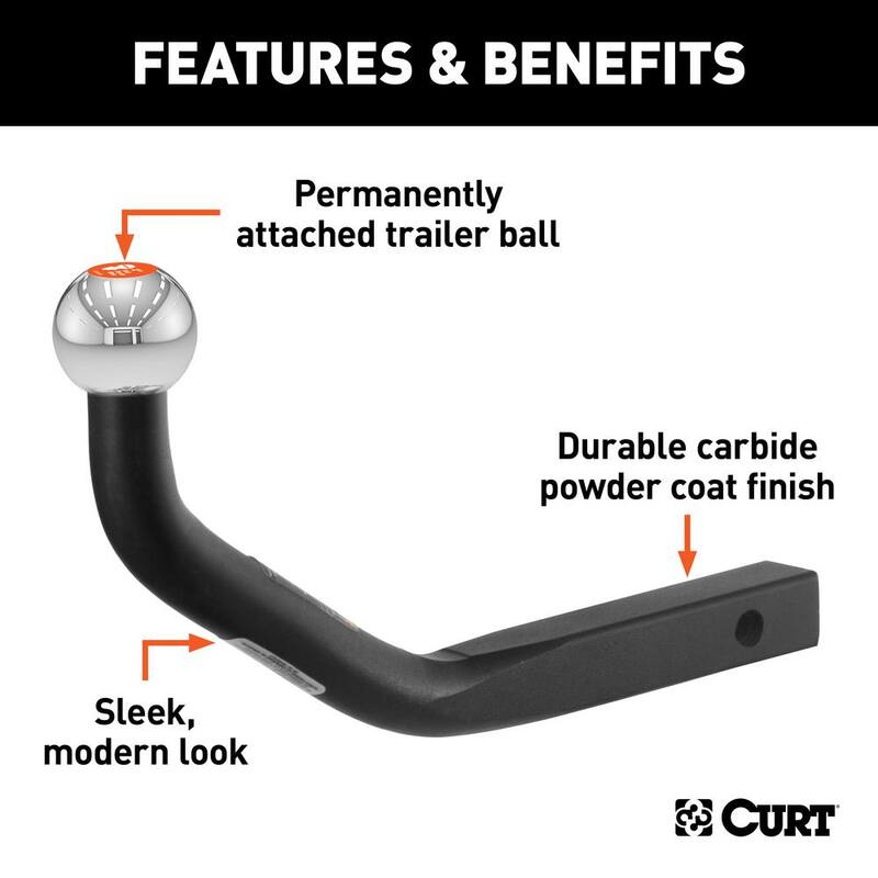 CURT 3,500 lbs. Euro Mount Trailer Hitch Ball Mount with 2 in. Ball (1-1/4 in. Shank, 5-1/8 in. High, 11-1/4 in. Long) - 45592