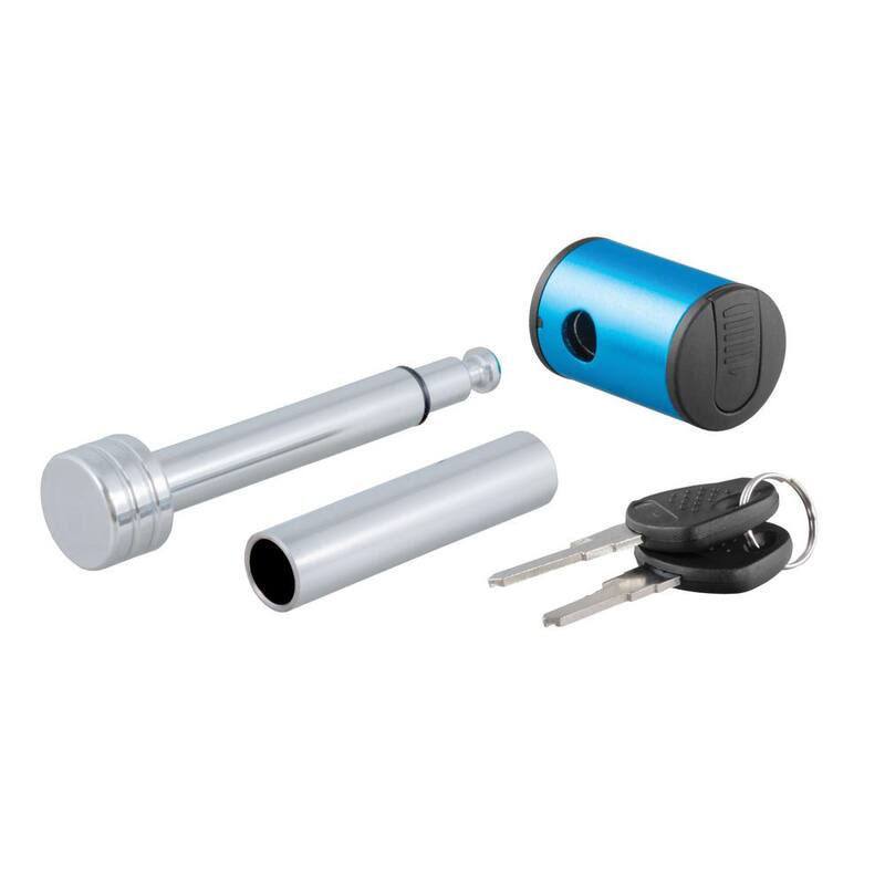 CURT 1/2 in. Hitch Lock with 5/8 in. Adapter (1-1/4 in. or 2 in. Receiver, Right-Angle, Chrome) - 23506