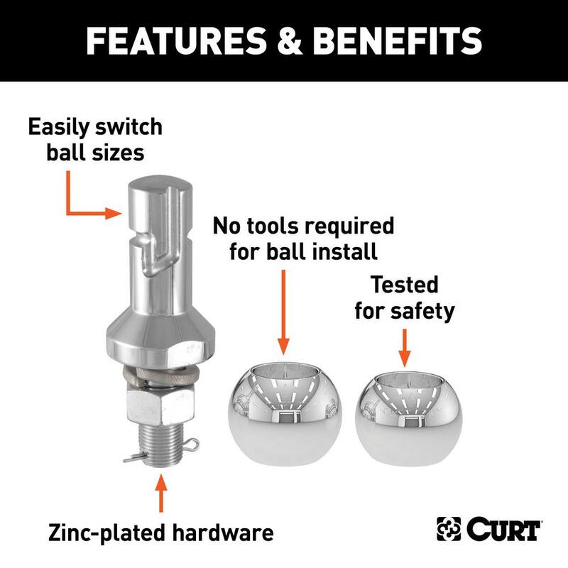 CURT Switch Ball Trailer Hitch Tow Ball Set (1-7/8" & 2" Balls, 3/4" x 1-5/8" Shank) - 41782