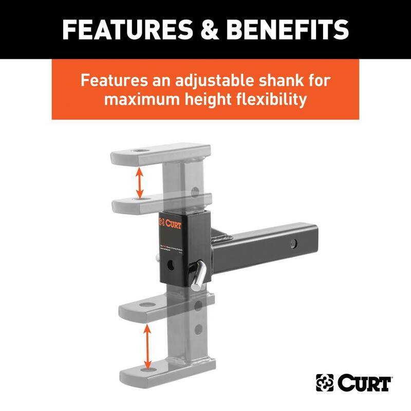 CURT 5,000 lbs. 7-1/2 in. Drop Adjustable Trailer Hitch Ball Mount with 1 in. Ball Hole (2 in. Shank) - 45812