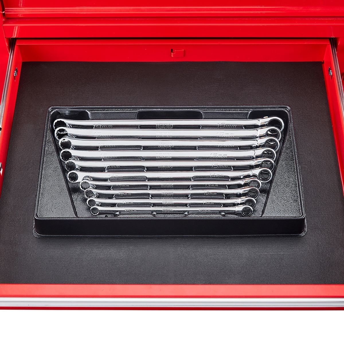 Llave de trinquete métrica de doble caja profesional extra larga Icon, 10 piezas - 56653