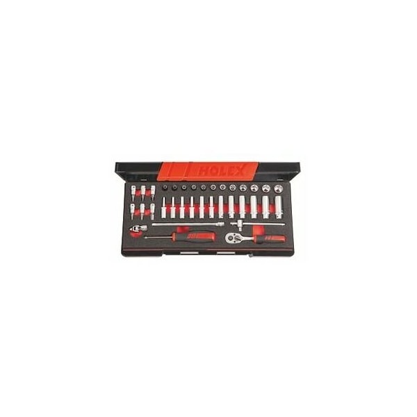 Holex 35 Pc 1/4 inch Drive Socket Set, 6 pt, 4 mm to 13 mm - 630308 6