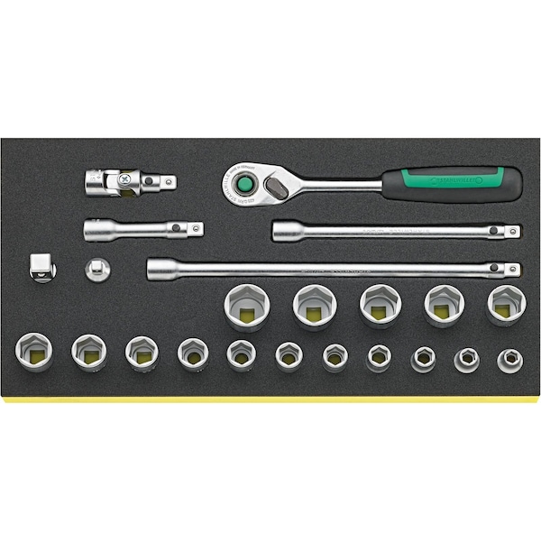 Stahlwille Tools Tool set No.TCS 3/8 ZOLL 456/16/7 QR 1/3-tray23-pcs. - 96830370