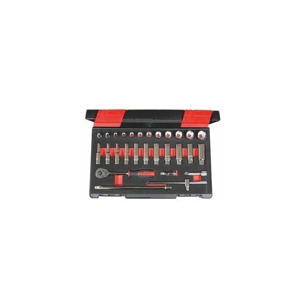 Holex 28 Pc 3/8 inch Drive Socket Set, 12 pt, 1/4 inch to 7/8 inch - 630048 28