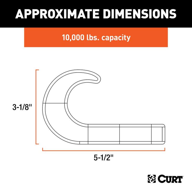 CURT Tow Hook with Hardware (10,000 lbs., Chrome) - 22401