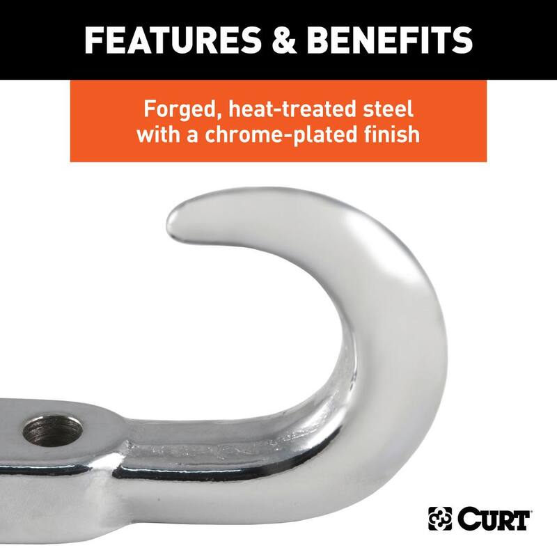 CURT Tow Hook with Hardware (10,000 lbs., Chrome) - 22401