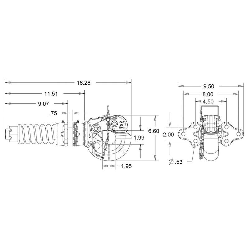 Buyers Products Company 25 Ton Swivel Pintle Hook Hitch Mount Fits 2 in. to 3 in. Lunette Eye - BP200
