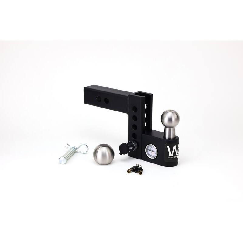 Weigh Safe 4" Steel Adjustable Trailer Hitch Ball Mount for 2" Receiver w/Weight Scale for Sway Prevention - 12,500 lbs GTW - AWS4-2