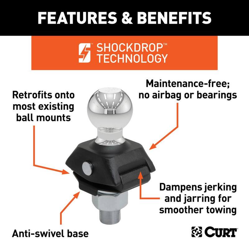 CURT RockerBall 2" Cushion Hitch Trailer Tow Ball (1" Shank, 7,500 lbs.) - 40047