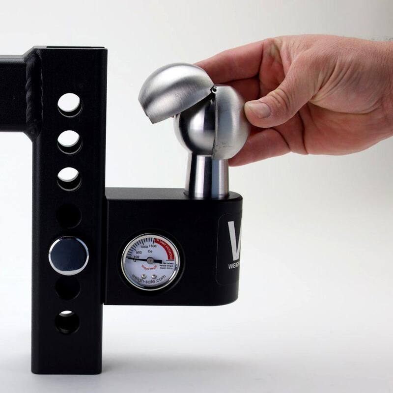 Weigh Safe 6" Steel Adjustable Trailer Hitch Ball Mount for 2" Receiver w/Weight Scale for Sway Prevention - 12,500 lbs GTW - AWS6-2