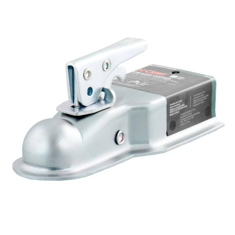 CURT 1-7/8" Straight-Tongue Coupler with Posi-Lock (3" Channel, 2,000 lbs., Zinc) - 25131