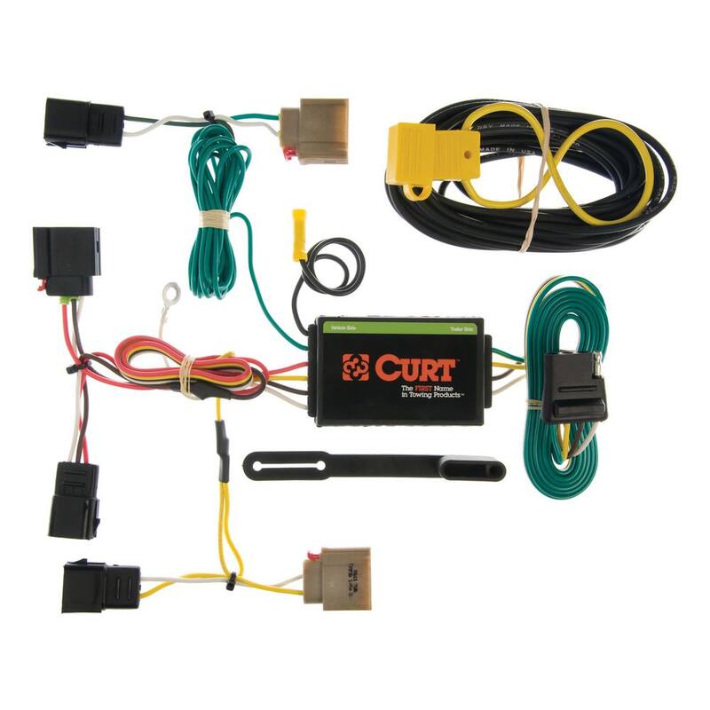CURT Custom Vehicle-Trailer Wiring Harness, 4-Way Flat Output, Select Dodge Caliber, Jeep Patriot, Compass, Quick T-Connector - 55050