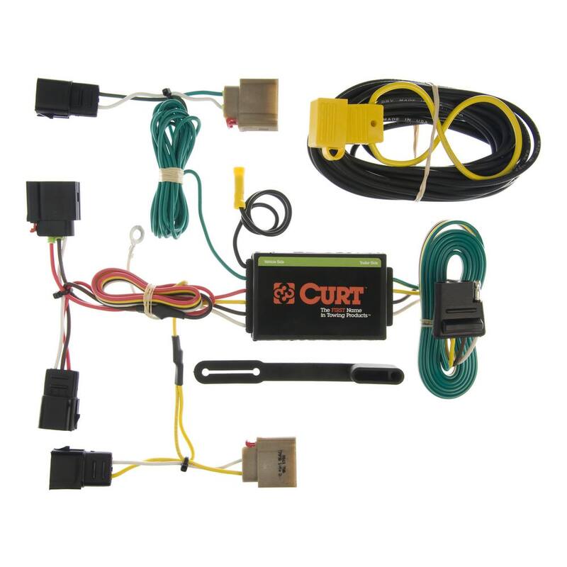 CURT Custom Vehicle-Trailer Wiring Harness, 4-Way Flat Output, Select Dodge Caliber, Jeep Patriot, Compass, Quick T-Connector - 55050