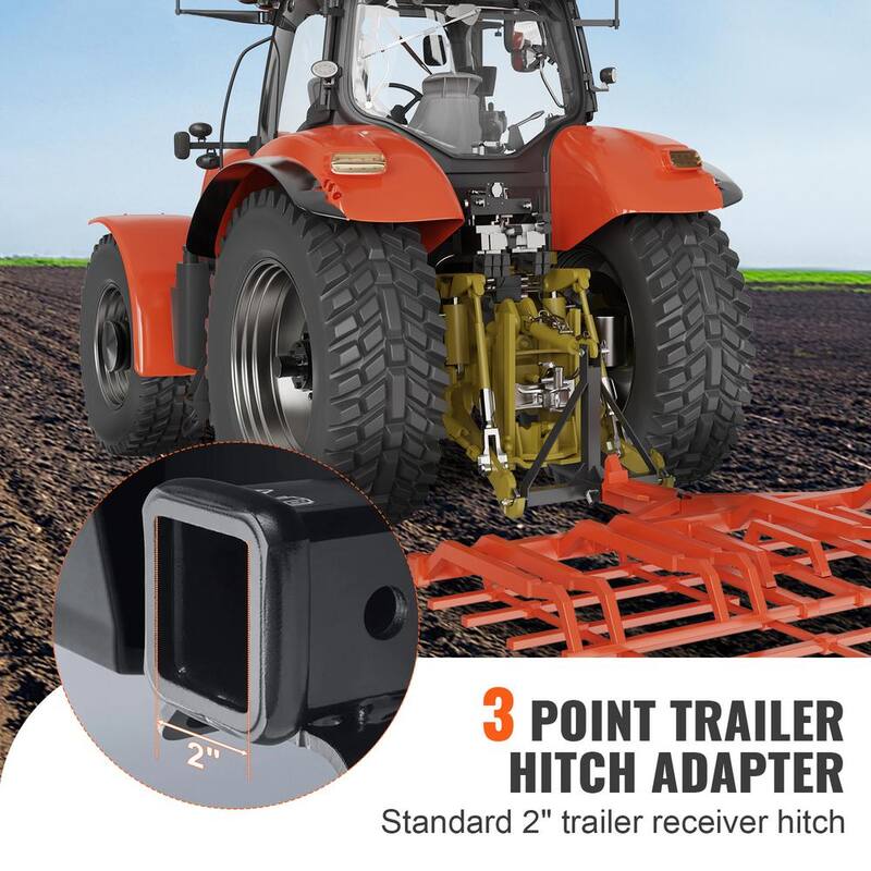 SKYSHALO 3 Point Hitch Receiver 3 Point 2 in. Receiver Trailer Hitch Category 1 Tractor Tow Drawbar Adapter with Pins, Compatible - SJXTJSJX000052VQVV0-0712