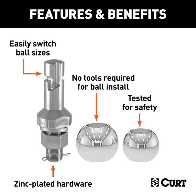 CURT Switch Ball Trailer Hitch Tow Ball Set (2" & 2-5/16" Balls, 1" x 2-1/4" Shank) - 42280