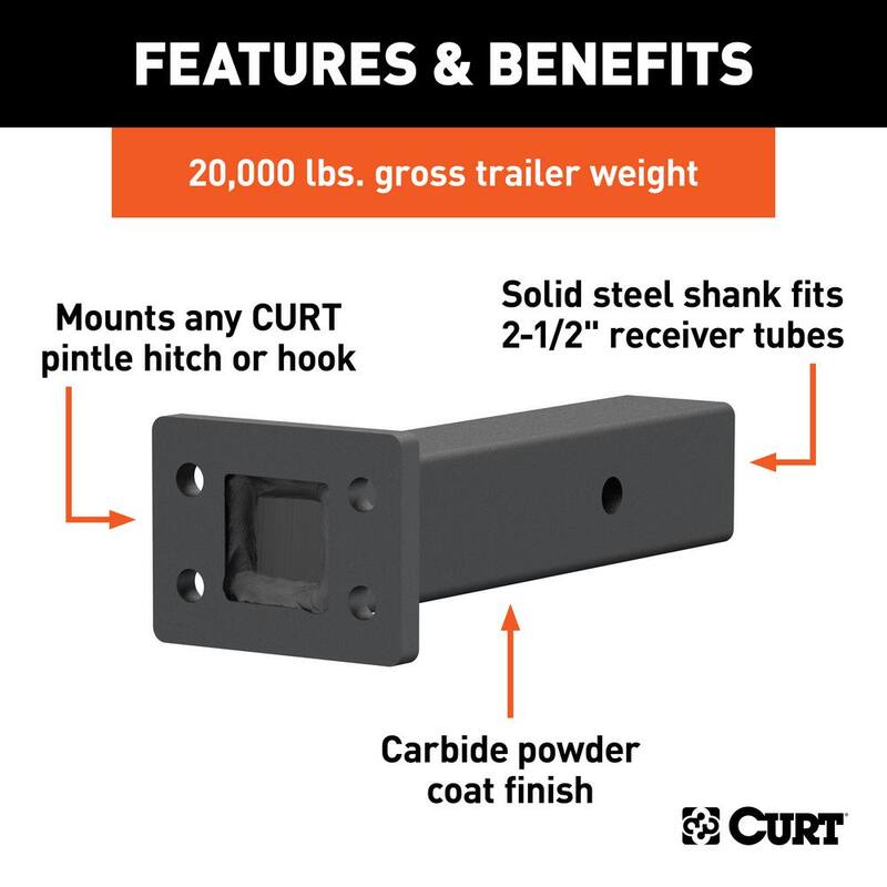 CURT Pintle Mount (2-1/2 in. Shank, 20,000 lbs., 8 in. Long) - 48340