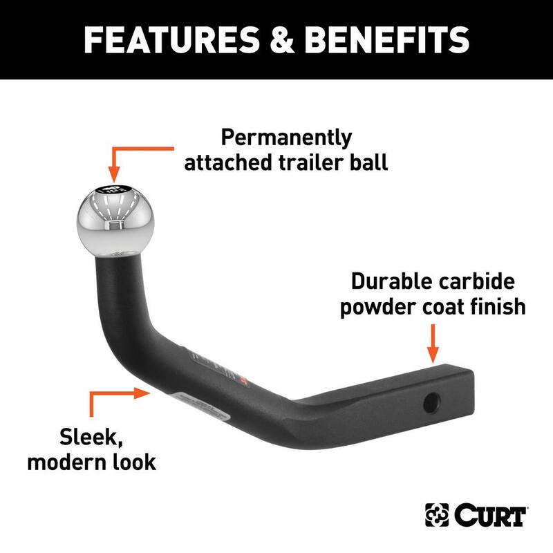 CURT 3,500 lbs. Euro Mount Trailer Hitch Ball Mount with 1-7/8 in. Ball (1-1/4 in. Shank, 5-1/8 in. High, 9-3/4 in. Long) - 45561