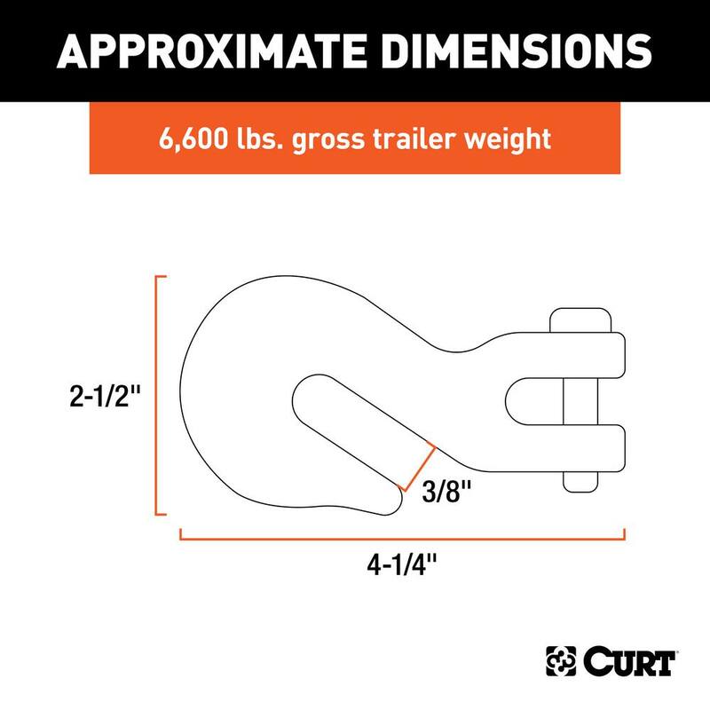 CURT 3/8 in. Clevis Grab Hook (6,600 lbs., 1/2 in. Pin) - 81438