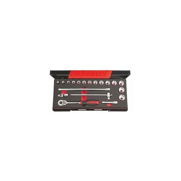 Holex 19 Pc 3/8 inch Drive Socket Set, 12 pt, 8 mm to 22 mm - 633918 12