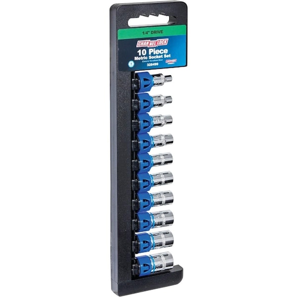 Channellock Metric 1/4 In. Drive 6-Point Shallow Socket Set 10-Piece - 328499