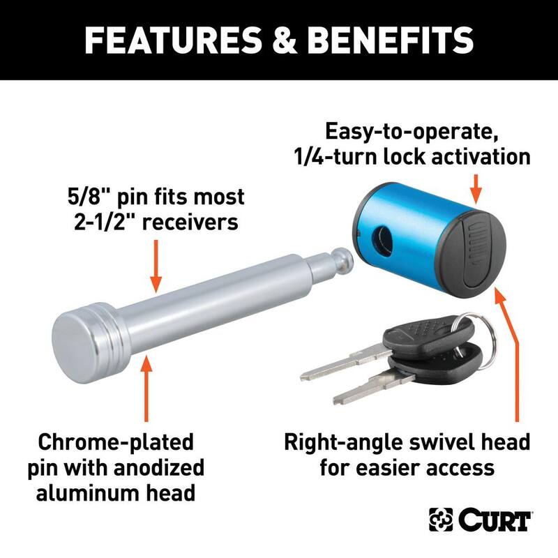 CURT Coupler Lock (1/4 in. Pin, 7/8 in. Latch Span, Barbell, Chrome) - 23504