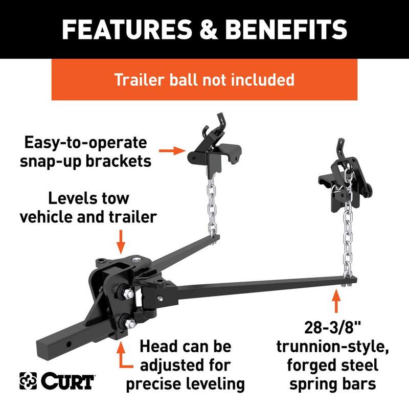 CURT Short Trunnion Bar Weight Distribution Hitch (8K - 10K lbs., 28-3/8 in. Bars) - 17332