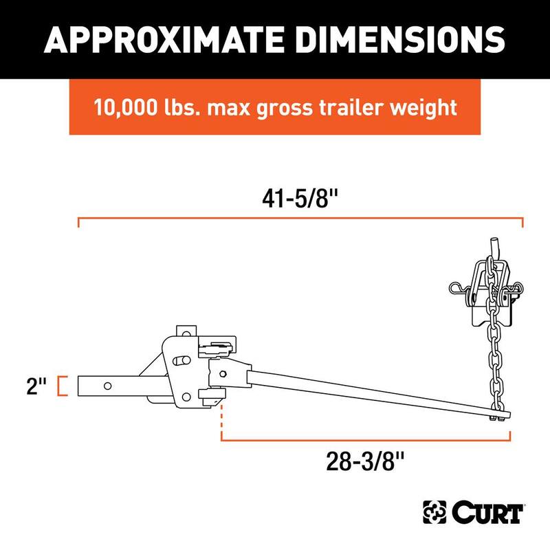 CURT Short Trunnion Bar Weight Distribution Hitch (8K - 10K lbs., 28-3/8 in. Bars) - 17332