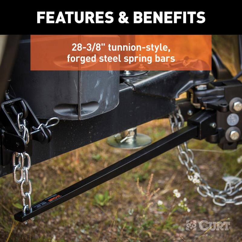 CURT Short Trunnion Bar Weight Distribution Hitch (8K - 10K lbs., 28-3/8 in. Bars) - 17332