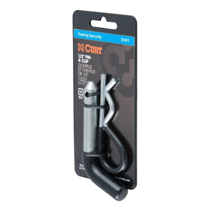 CURT 1/2 in. Hitch Lock with 5/8 in. Adapter (1-1/4 in. or 2 in. Receiver, Right-Angle, Chrome) - 21411