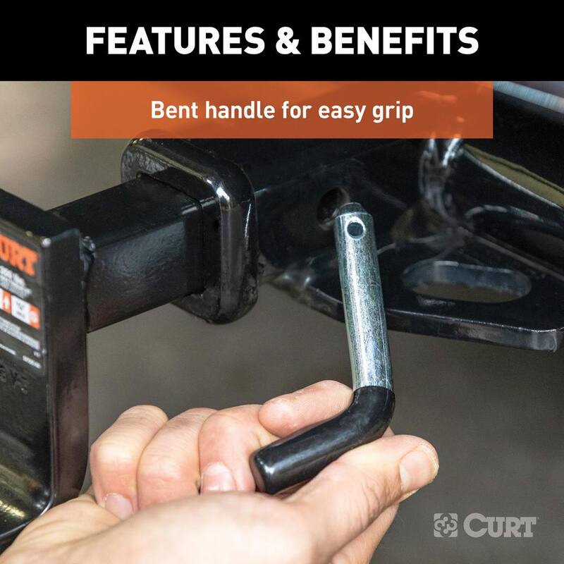 CURT 1/2 in. Hitch Lock with 5/8 in. Adapter (1-1/4 in. or 2 in. Receiver, Right-Angle, Chrome) - 21411