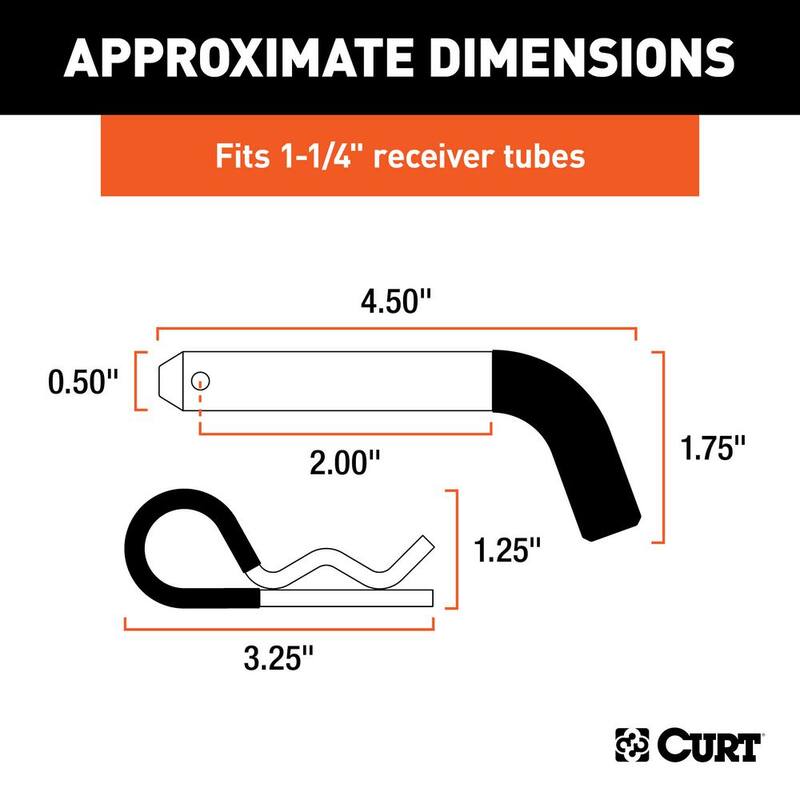 CURT 1/2 in. Hitch Lock with 5/8 in. Adapter (1-1/4 in. or 2 in. Receiver, Right-Angle, Chrome) - 21411