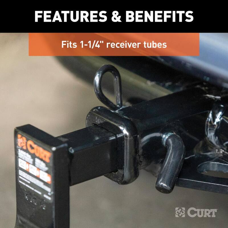 CURT 1/2 in. Hitch Lock with 5/8 in. Adapter (1-1/4 in. or 2 in. Receiver, Right-Angle, Chrome) - 21411