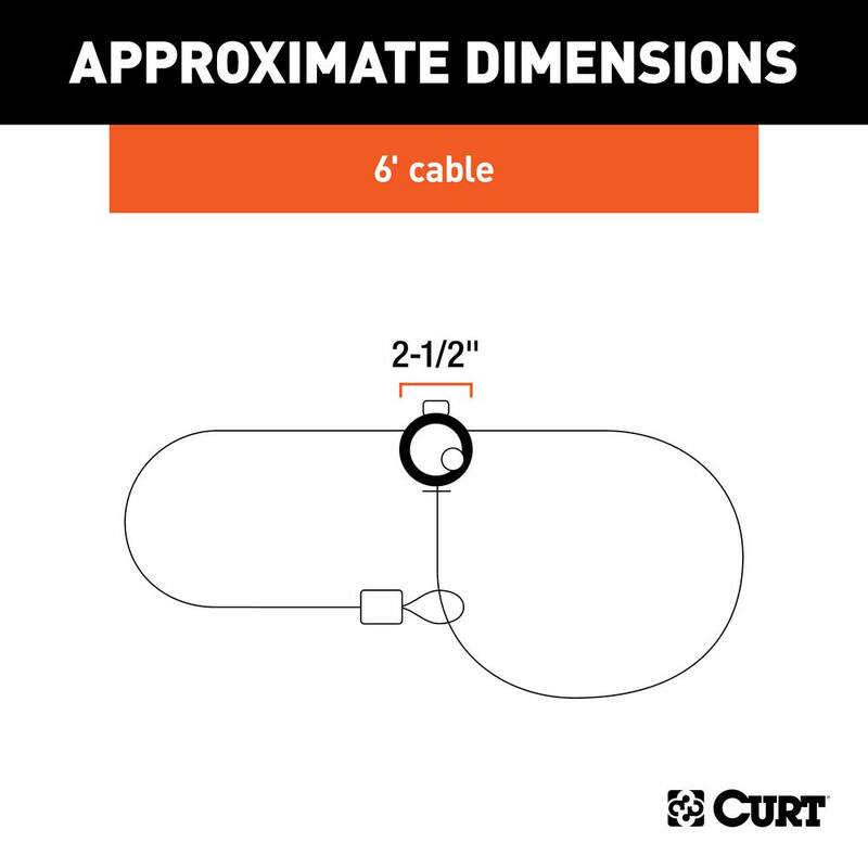 CURT Multi-Use Cable Lock (6 ft. x 3/8 in. Cable, Vinyl-Coated Braided Steel) - 23666