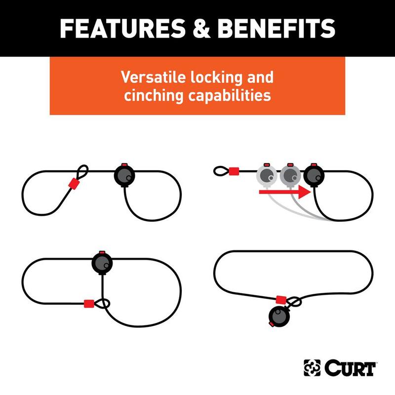 CURT Multi-Use Cable Lock (6 ft. x 3/8 in. Cable, Vinyl-Coated Braided Steel) - 23666