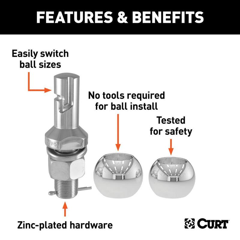 CURT Switch Ball Trailer Hitch Tow Ball Set (1-7/8" & 2" Balls, 1" x 2-1/4" Shank) - 42178