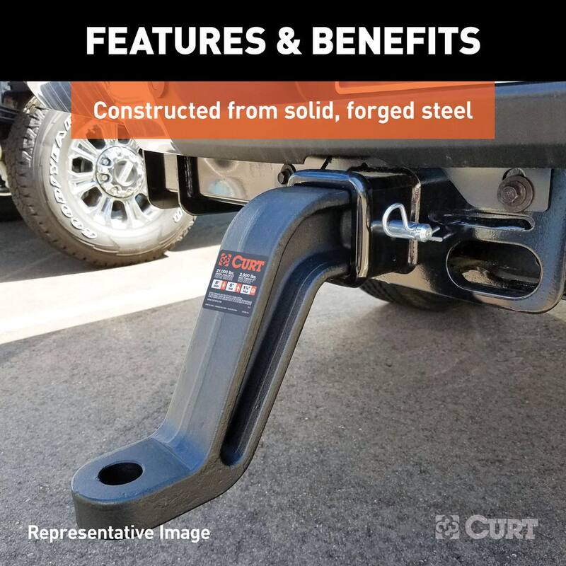 CURT 21,000 lbs. 8 in. Drop Industrial Duty Forged Trailer Hitch Ball Mount Draw Bar (3 in. Shank, 10-1/2 in. Long) - 45432