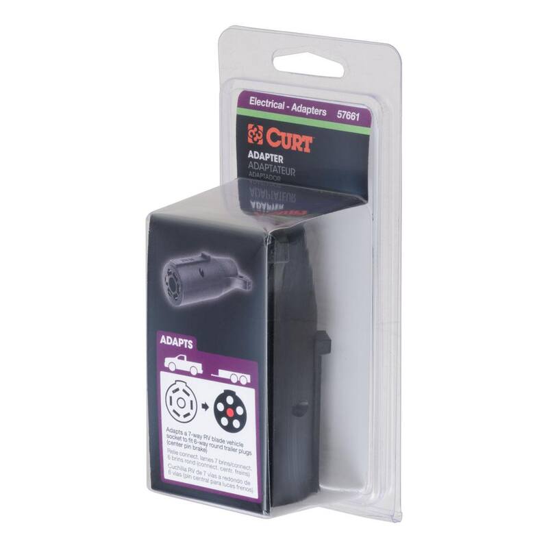 CURT Electrical Adapter (7-Way RV to 6-Round Trailer, Center Pin Brake, Packaged) - 57661