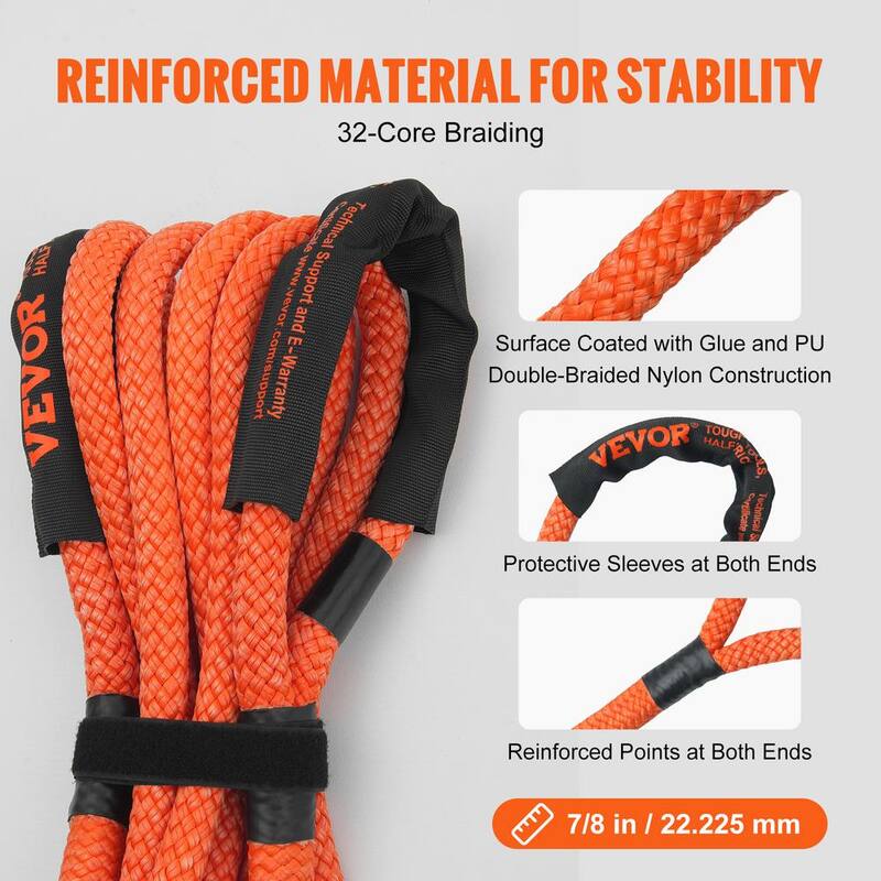 VEVOR 20 in. Recovery Tow Rope 30,580 lbs. Heavy-Duty Off Road Snatch Strap Extreme Duty Energy Snatch Strap for Truck ATV - SZNL20FT0875SI9YTV0